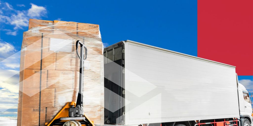 pallet of boxes wrapped going onto a truck